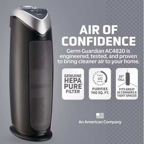 GermGuardian AC4820 Air Purifier with HEPA Filter – 740 Sq Ft Coverage