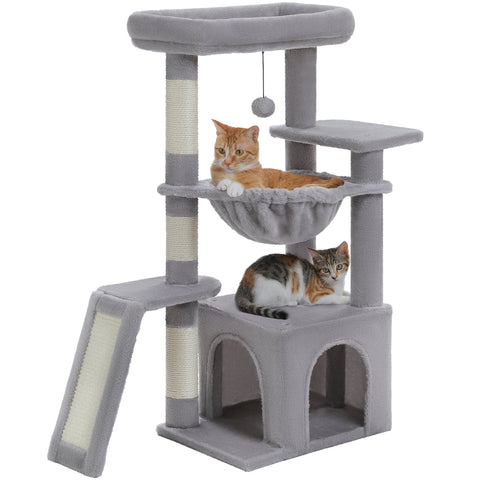 PAWZ Road 36" Cat Tree for Indoor Cats – Cat Condo, Scratch Posts, Cozy Hammock & Scratch Ladder | Gray