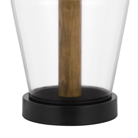 Cal Lighting Salford 30 Clear Glass and Wood Jar Table Lamp