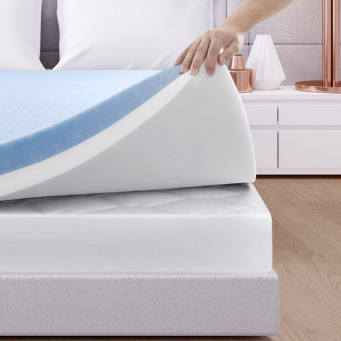 Bedstory 3" Gel Memory Foam Mattress Topper - King -Open box