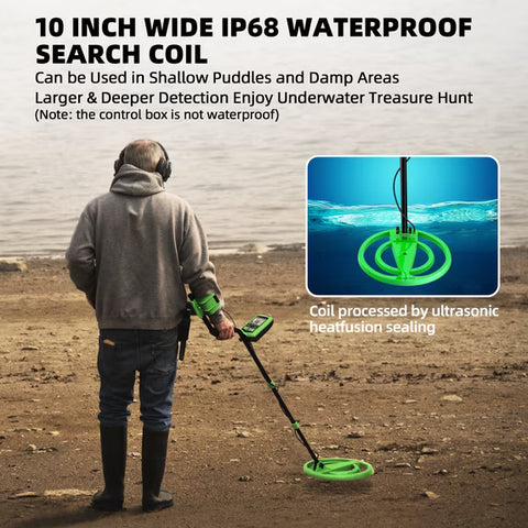 ABLEGRID Rechargeable Metal Detector – LCD Display, 5 Modes, 10" Waterproof Coil