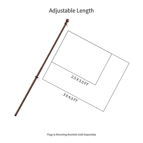 Evergreen Flag Bronze Extendable House Flag Pole – 35–60", Weather-Safe Iron, Two Ring Clips