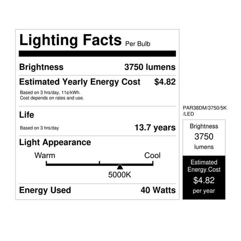 Feit Electric PAR38 LED Daylight Bulb – 250W Equivalent, E26 Medium Base