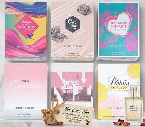 Bulk 24-Pack Women's Eau De Parfum 3.4 oz - Paris Sparkle Dahlia NYC Gift