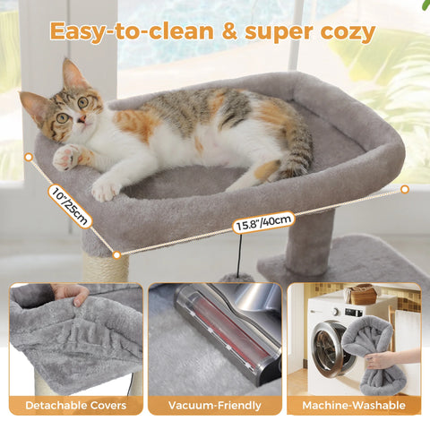 PAWZ Road 36" Cat Tree for Indoor Cats – Cat Condo, Scratch Posts, Cozy Hammock & Scratch Ladder | Gray