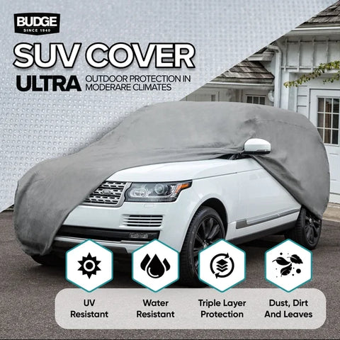 Budge Ultra SUV Car Cover – UV & Water-Resistant Protection, Size U-1: 186" L x 59" W x 60" H
