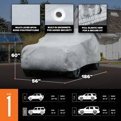 Budge Ultra SUV Car Cover – UV & Water-Resistant Protection, Size U-1: 186" L x 59" W x 60" H
