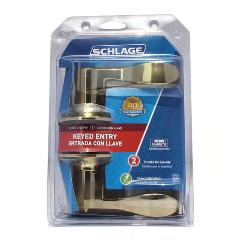 Schlage Accent Entry Door Knob – Bright Brass (1-3/4")