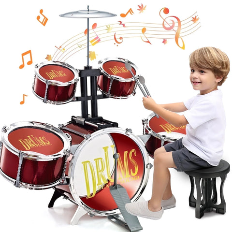 Big Size Kids Drum Set for Toddlers – 5-Piece Jazz Drum Kit with Star Light | Musical Toy for Ages 1-5