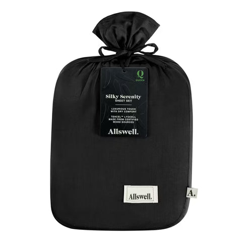 Allswell 4-Piece Soft & Silky Serenity 100% TENCEL™ Bed Sheets Set Rich Black Queen