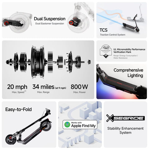 Segway E3 Pro SE Electric Scooter, 20 MPH with Lock & Phone Mount