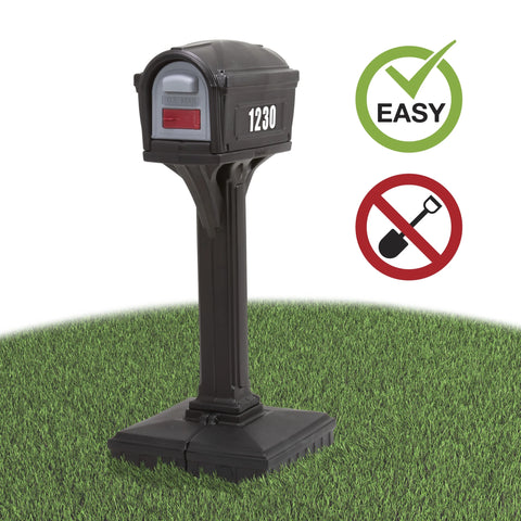 Simplay3 Dig Free Easy Up Classic Plastic Mailbox in Black, Rust Resistant