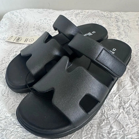 No Boundaries Women's Velcro Slide Sandals – Black, Size 11