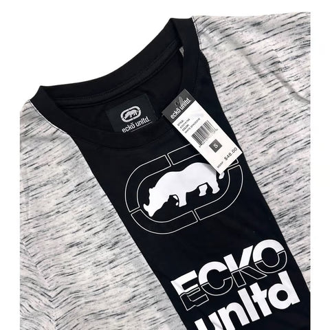 Ecko Unltd Men's Puff Print Colorblock Spacedye Crewneck T-Shirt – White