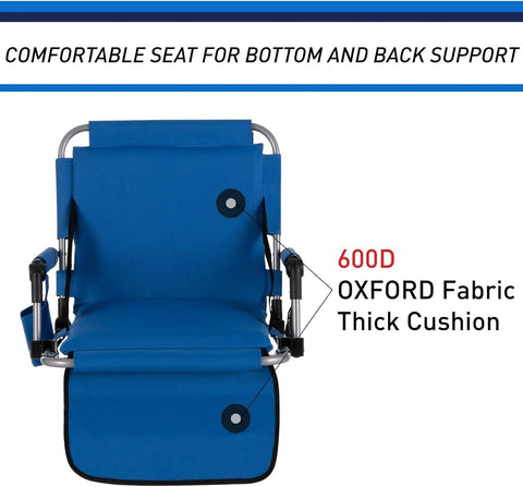 ALPHA CAMP Portable Folding Stadium Seat Bleacher Chair with Back Pad Cup Holder