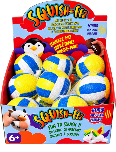 Squish-Eez Jumbo Sports 4" Volleyball Scented Slow Rising Squishy Toy – 18 Count PDQ